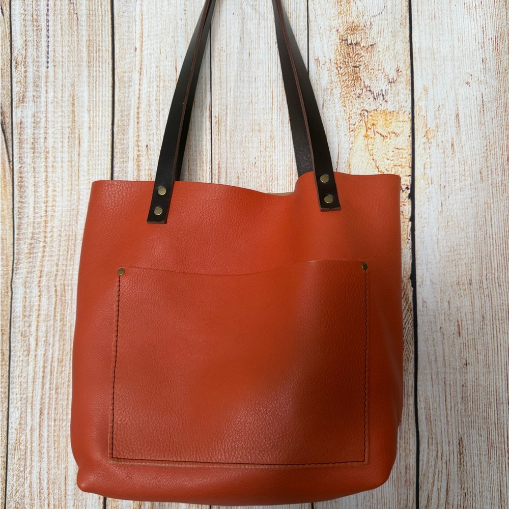 Portland Leather Orange-peach Leather Tote Bag